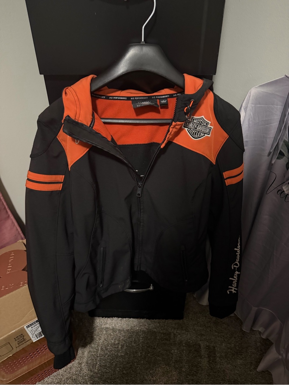 Harley-Davidson Black and Orange Hooded Jacket